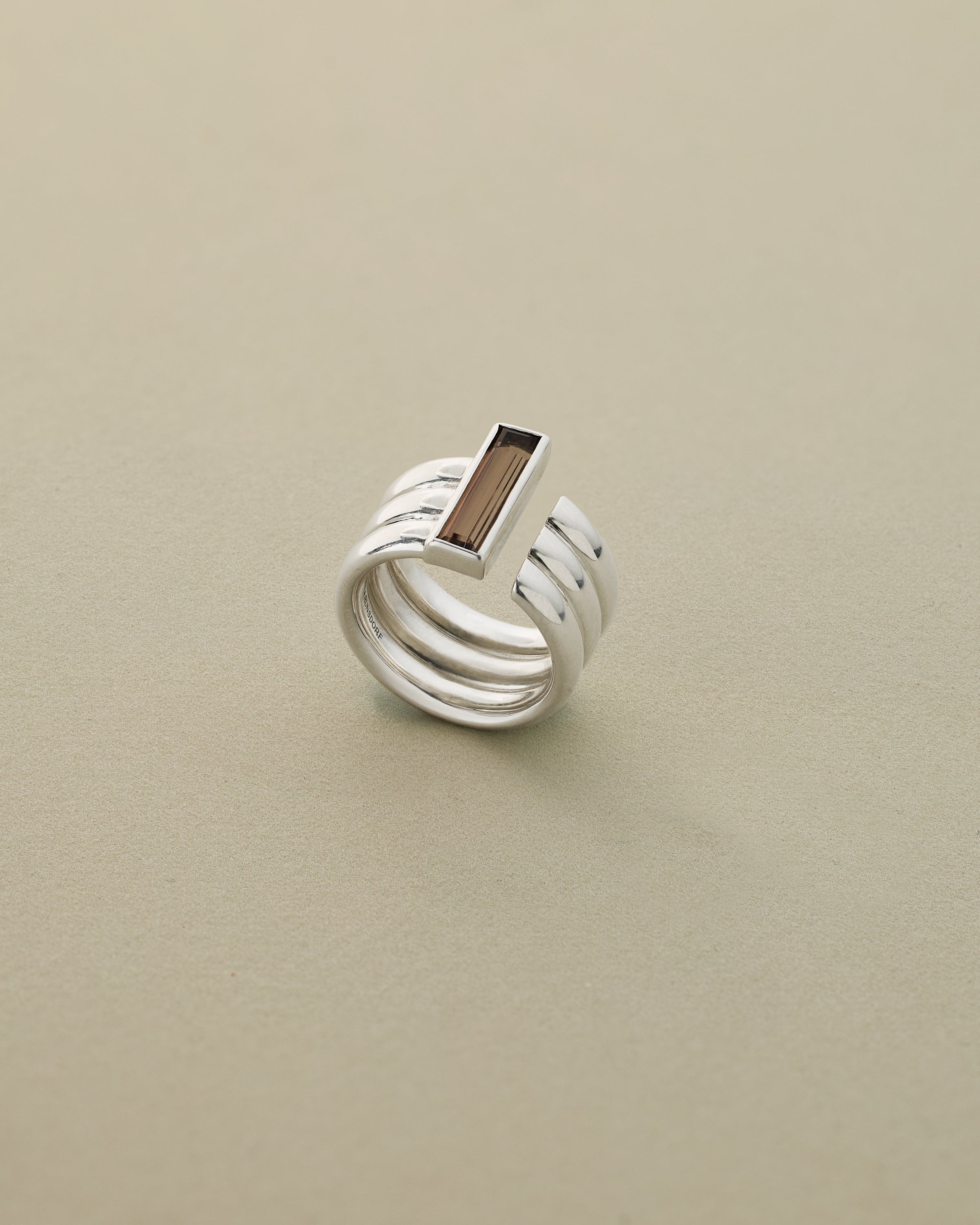 Brown Topaz Baguette Triple Band Ring