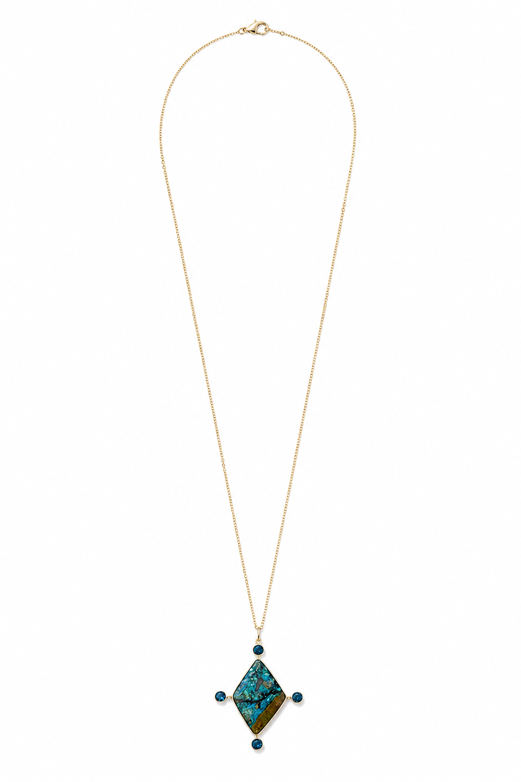 18K Yellow Gold Opal and Apatite Necklace
