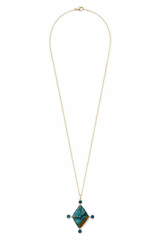 18K Yellow Gold Opal and Apatite Necklace