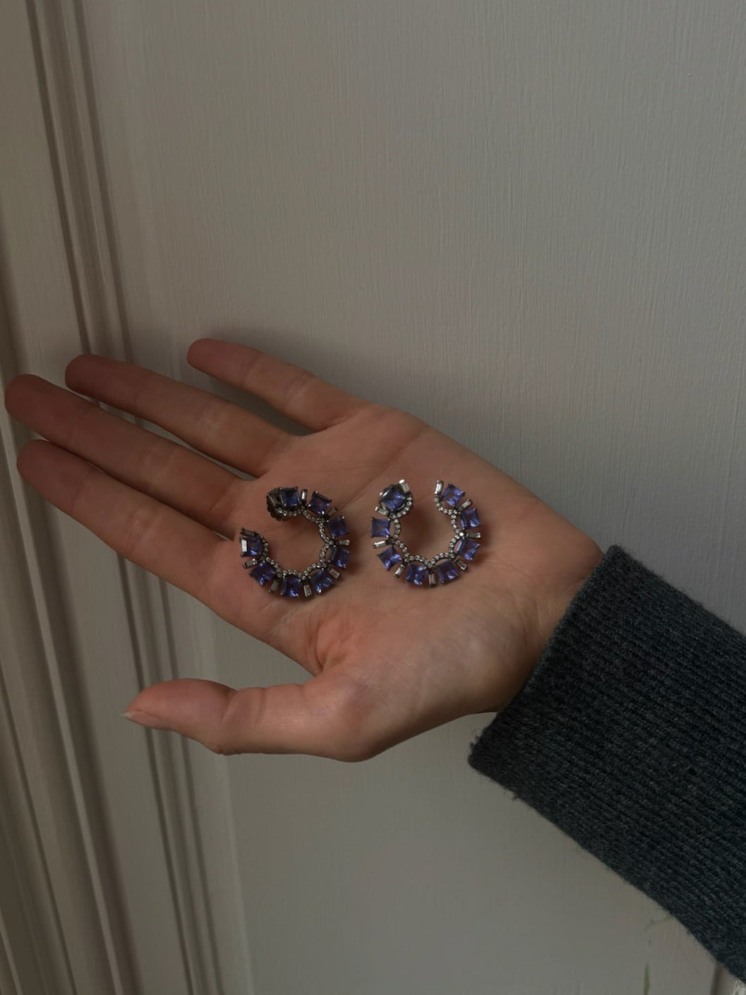 Les Jardins Tanzanite and Diamond Frontal Hoops