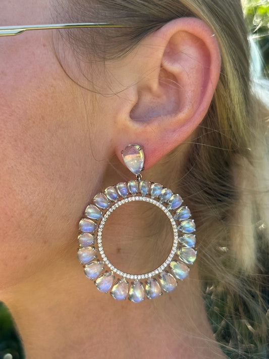 Clair de Lune Moonstone Frontal Hoops