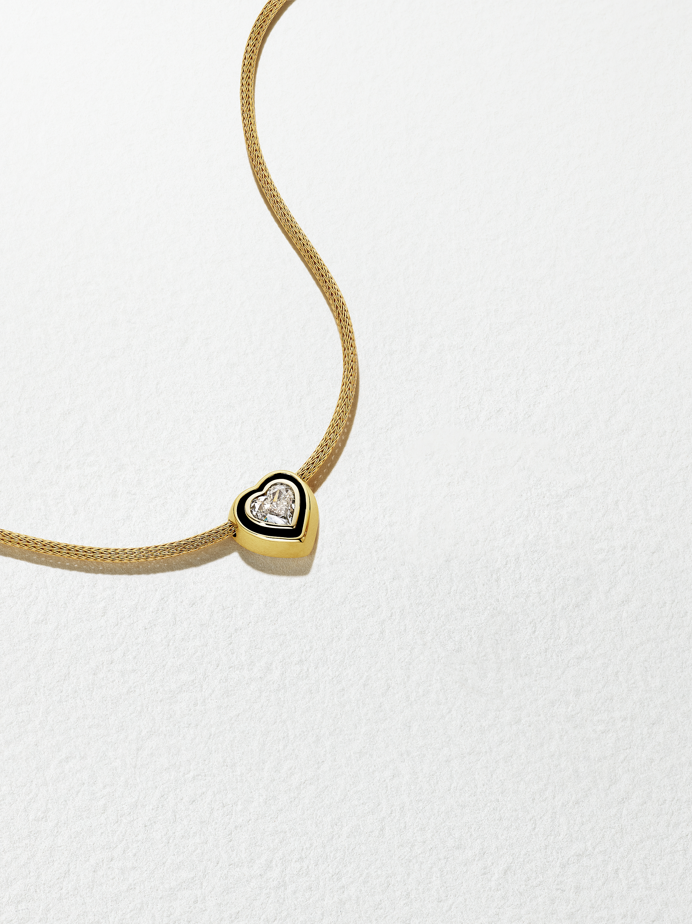 18K Yellow Gold Heart Cut Diamond Sliding Pendant Necklace
