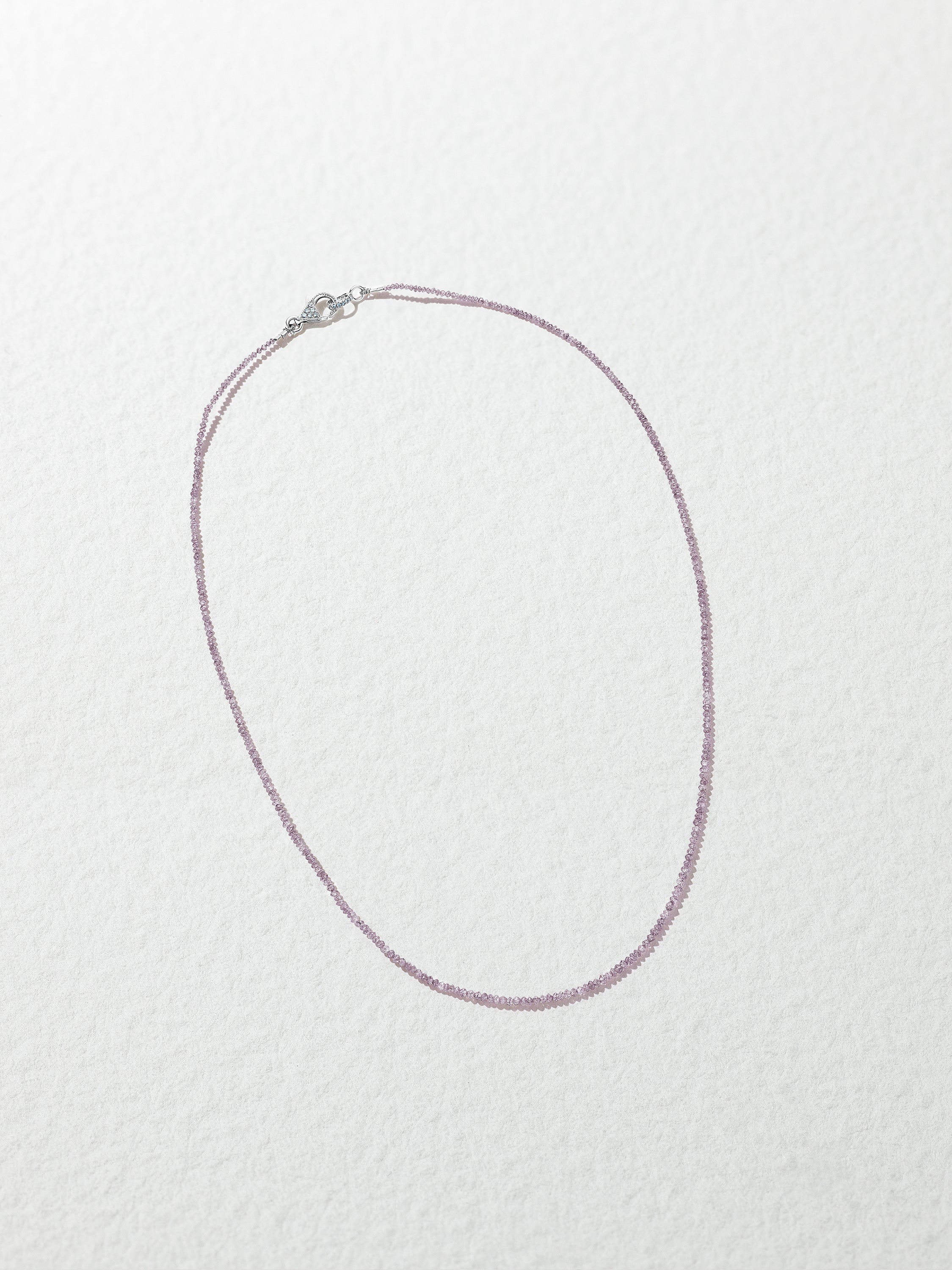 18K White Gold Deep Pink Diamond Bead Necklace