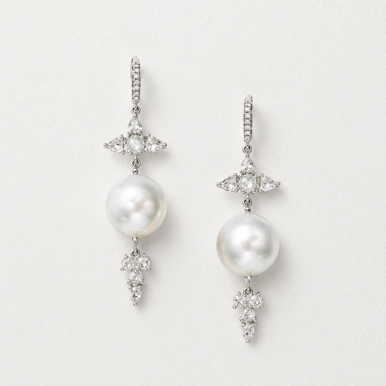 Baroque Pearl and Diamond Earrings