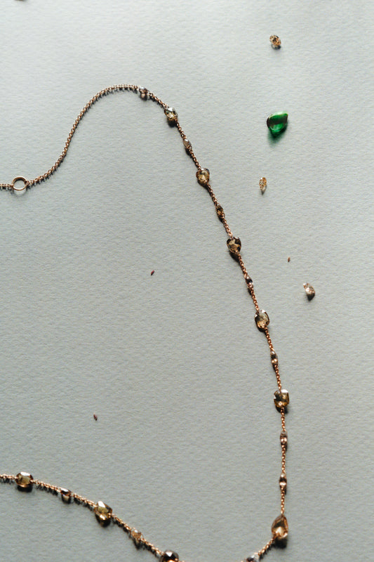 18K Rose Gold Brown Diamond Rosecut and Briolette Necklace