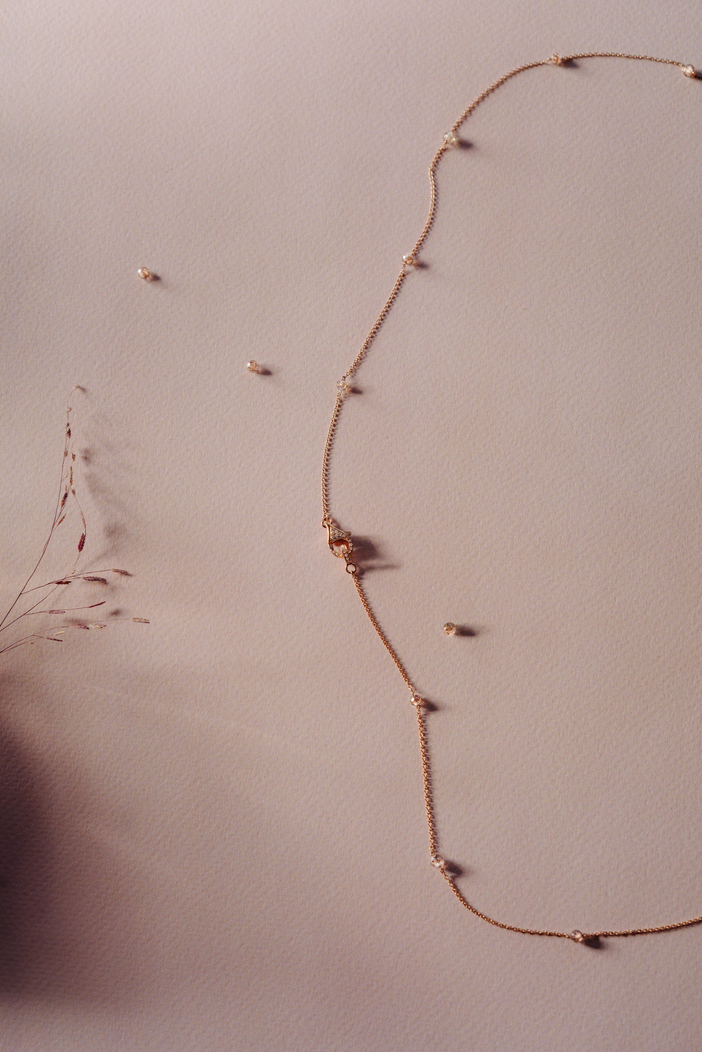 18K Rose Gold Brown Diamond Bead Necklace