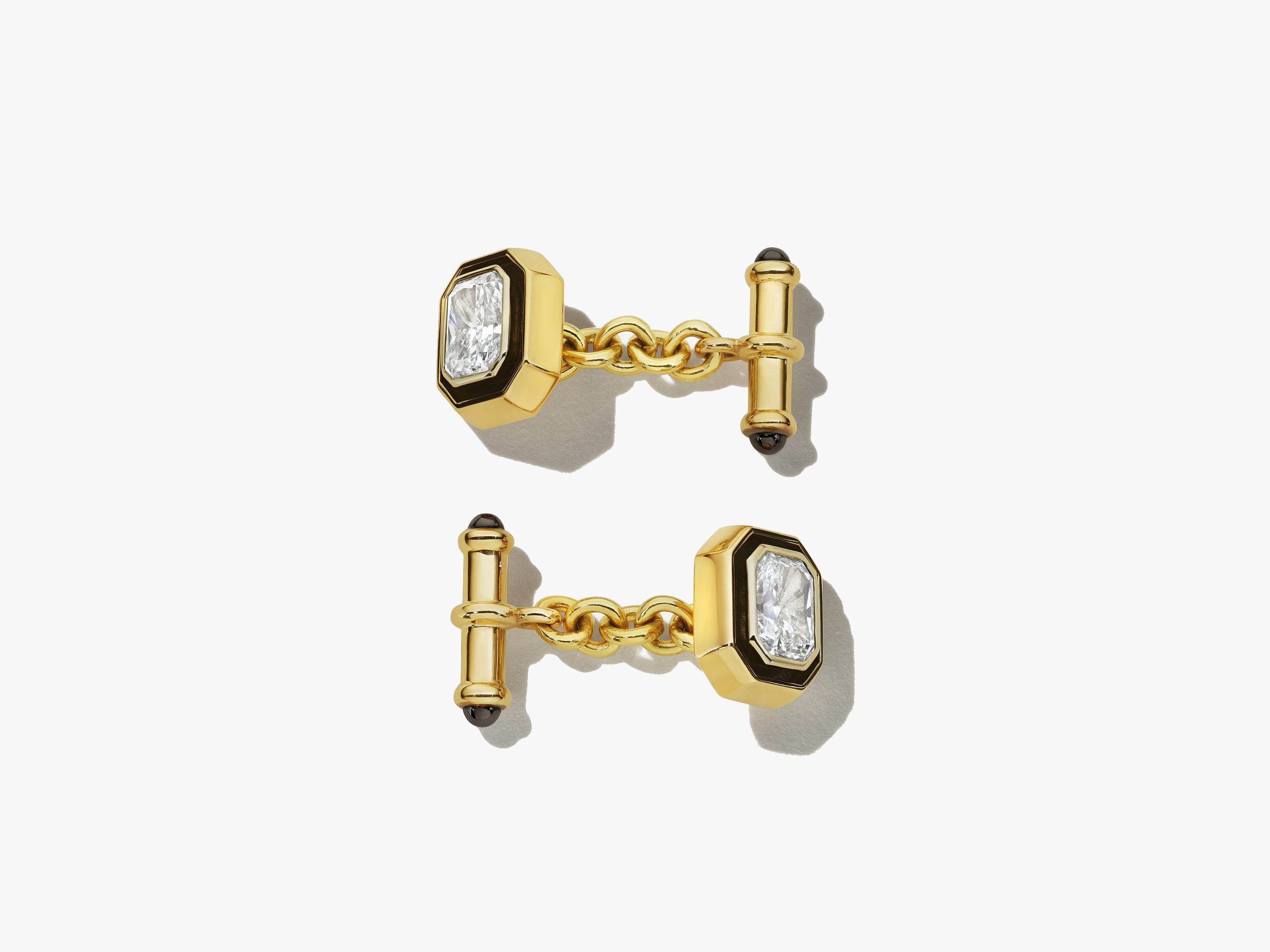 18K Yellow Gold Radiant Cut Diamond Cufflinks