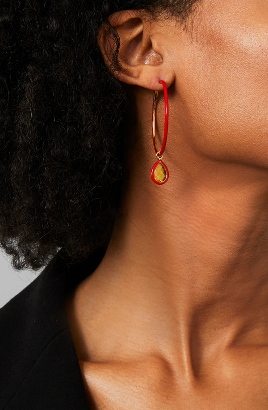 The Artist Medium Enamel Hoops In Red