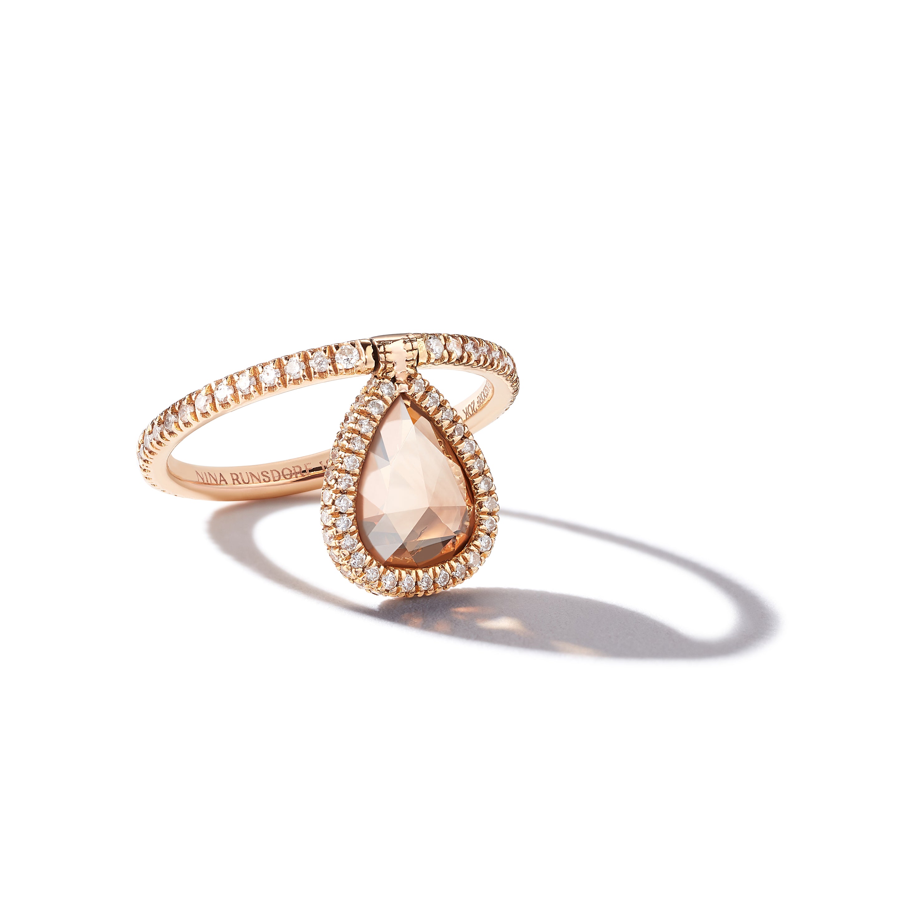 Rosecut Brown Diamond and Pavé Diamond Flip Ring