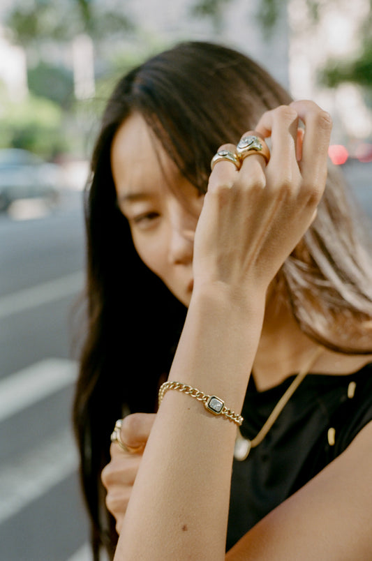 'All That Is' Emerald Cut Diamond Curb Chain Bracelet