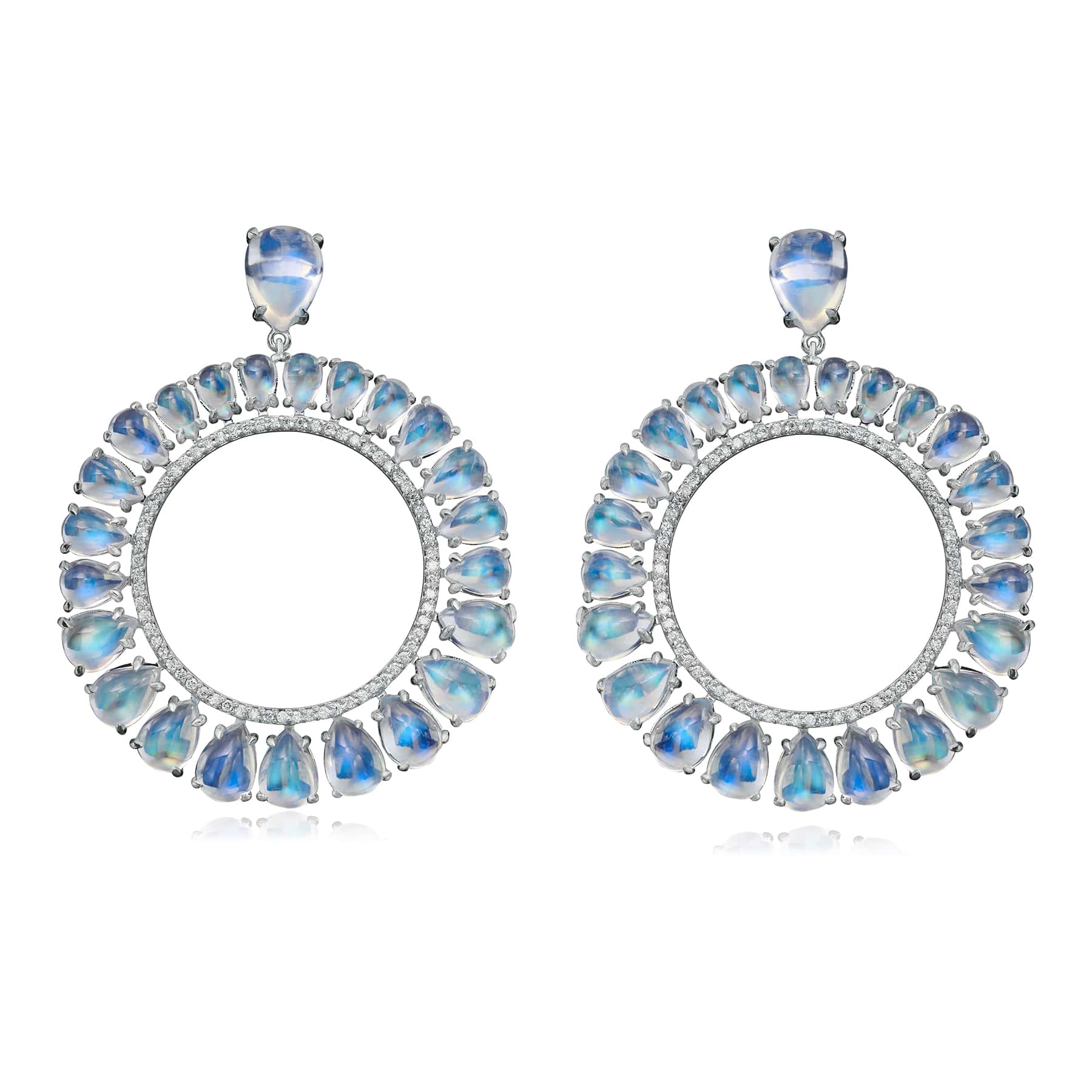 Clair de Lune Moonstone Frontal Hoops - Nina Runsdorf