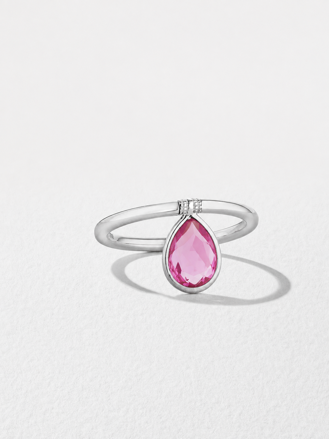 18K White Gold Mini Bright Pink Topaz Calla Flip Ring
