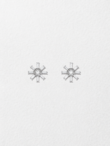 18K White Gold Straight Baguette Icy Diamond Stud