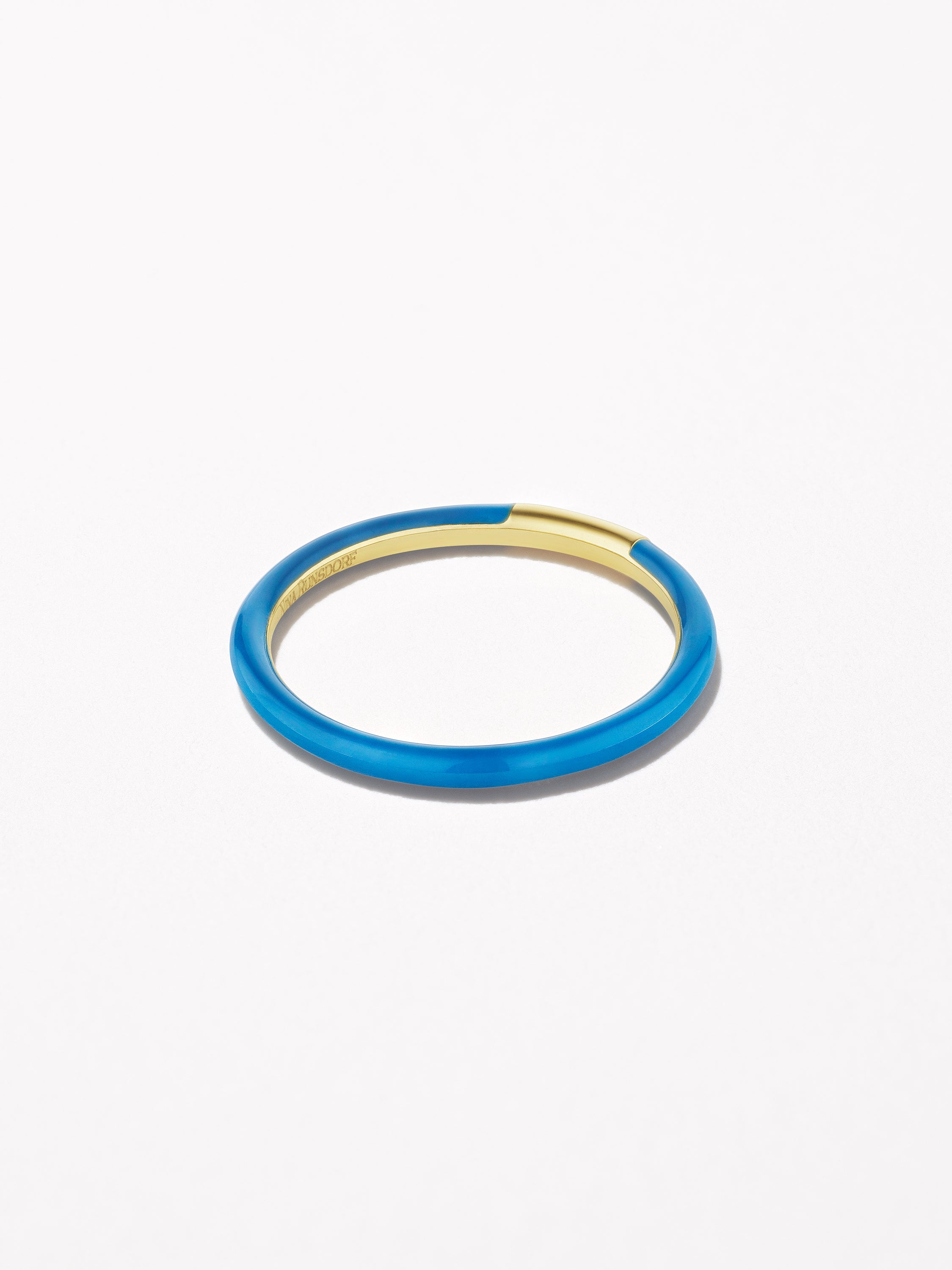 18K Yellow Gold French Blue Enamel Band