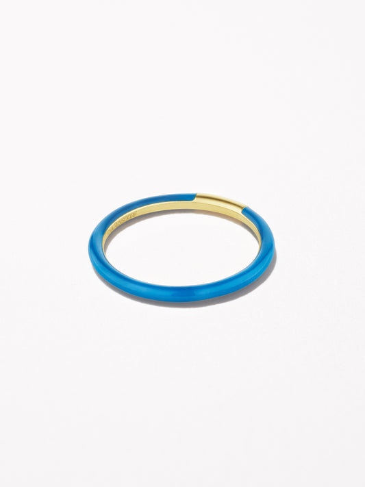 18K Yellow Gold French Blue Enamel Band