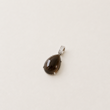 18K White Gold Smokey Brown Topaz and Baguette Pendant