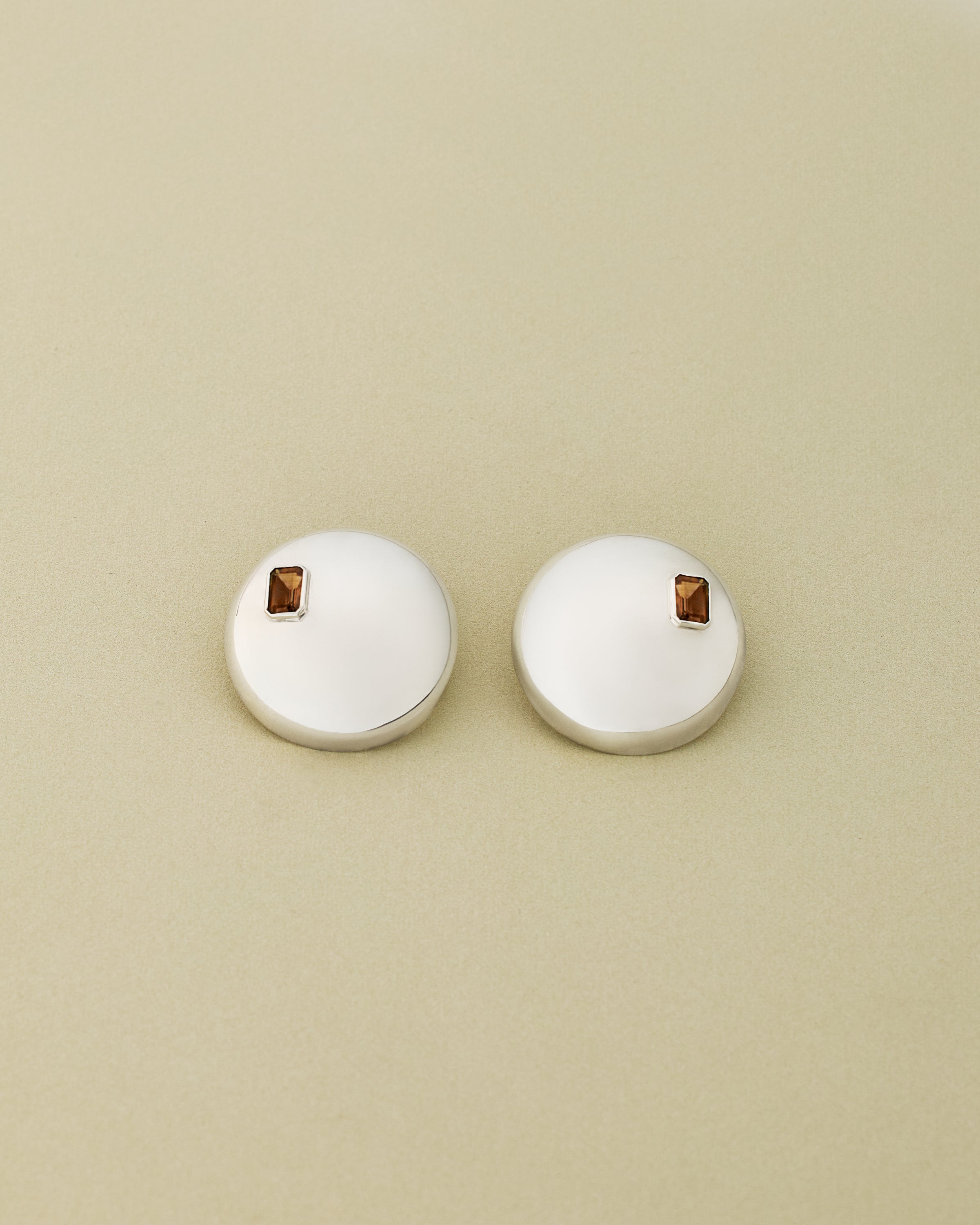 Dome Earring with Brown Topaz Emerald Cuts