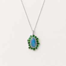 18K White Gold Opal and Tsaraite Garnet Charm