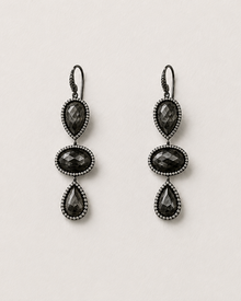 18K Blackened Gold Black Diamond Drop Earrings