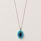 18K White Gold Blue Marquise and Turquoise Charm Necklace