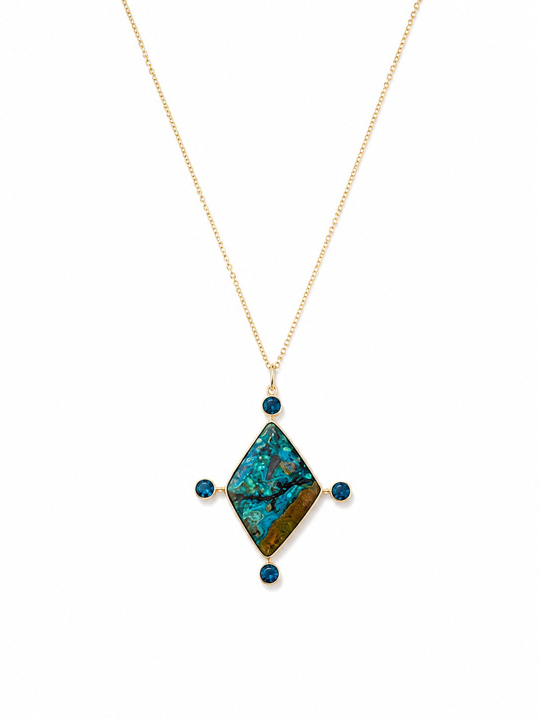 18K Yellow Gold Opal and Apatite Necklace
