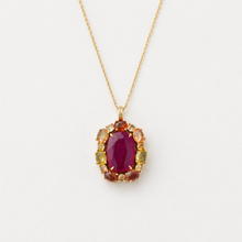 18K Yellow Gold Glass Ruby and Sapphire Charm