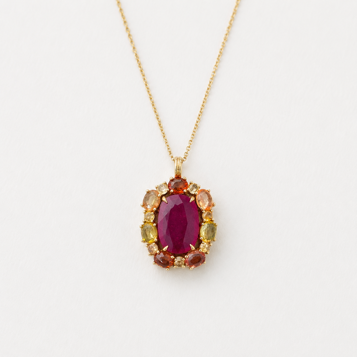 18K Yellow Gold Glass Ruby and Sapphire Charm