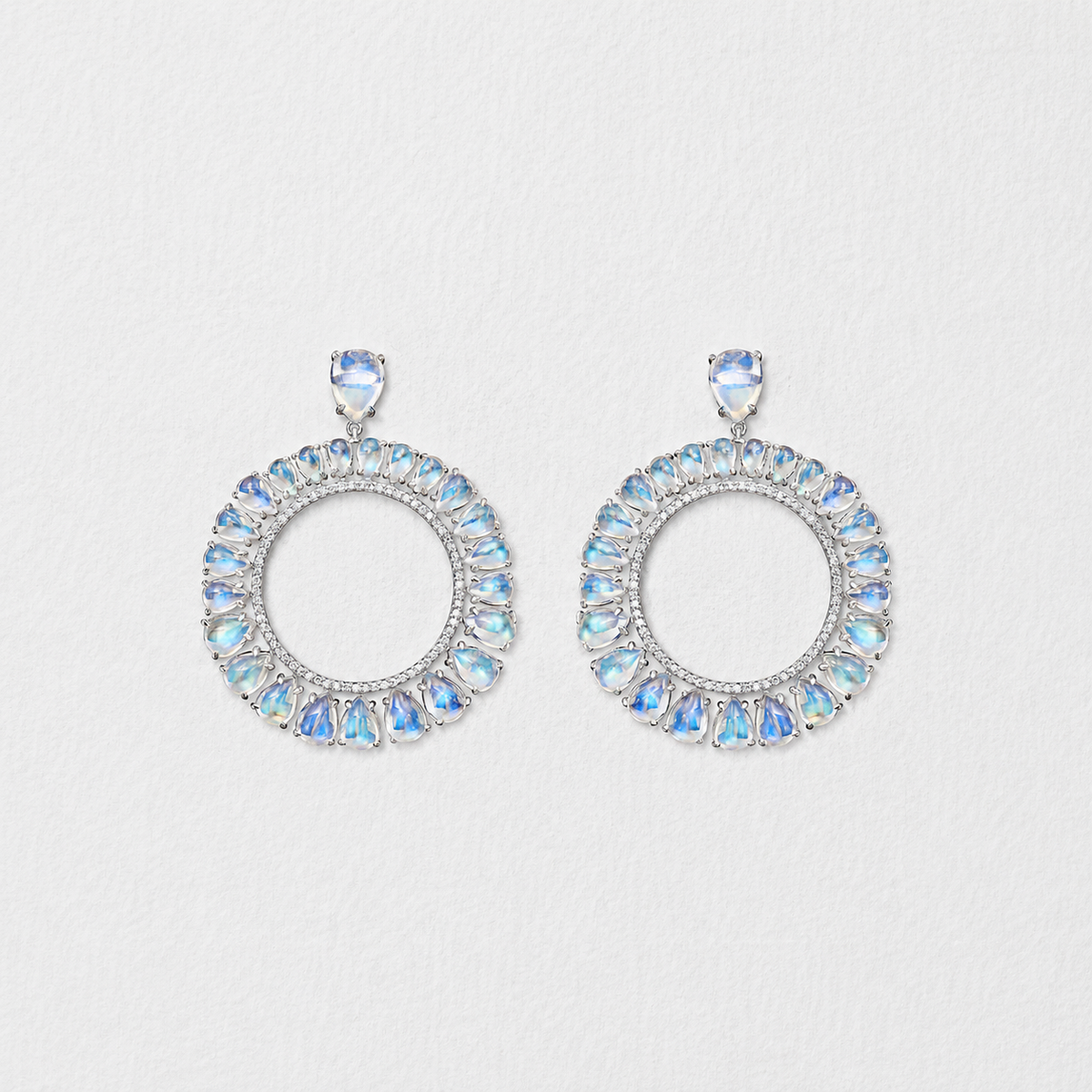 Clair de Lune Moonstone Frontal Hoops