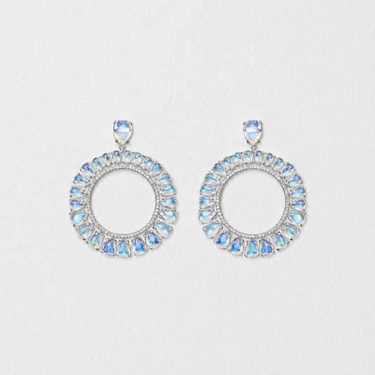 Clair de Lune Moonstone Frontal Hoops