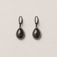 18K Blackened Gold Black Diamond Pearshape Single Drop Earrings