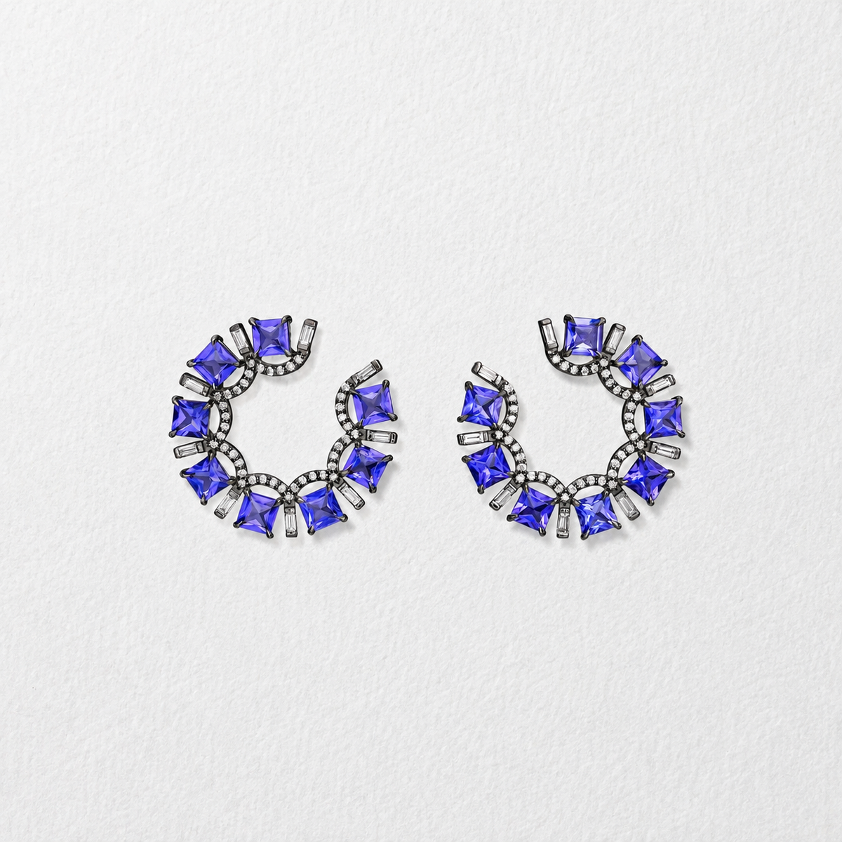 Les Jardins Tanzanite and Diamond Frontal Hoops