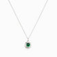 18K White Gold Emerald Cabochon Charm Necklace