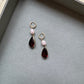 18K Yellow Gold Freshwater Pearl and Garnet Pearshape Dangle Earrings