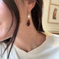 18K Yellow Gold Freshwater Pearl and Garnet Pearshape Dangle Earrings