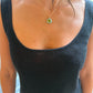 18K Yellow Gold Peridot and Blue Topaz Charm on Cable Chain