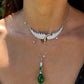 Platinum Muzo Emerald and Emerald Briolette Pendant on Mixshape Diamond Chain