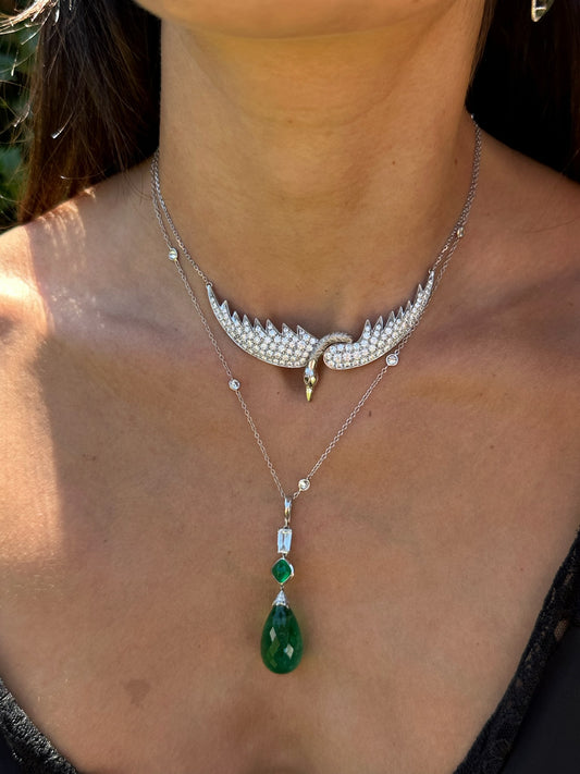 18K White Gold Bird Necklace