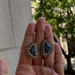 18K Yellow Gold Yahweh Opal and Emerald Baguette Earrings with Pavé Diamonds