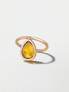 18K Rose Gold Orange Citrine Medium Calla Flip Ring
