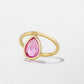 18K Yellow Gold Medium Bright Pink Topaz Calla Flip Ring