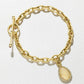 18K Yellow Gold Charm Bracelet with Yellow Citrine Charm and Pavé Diamonds
