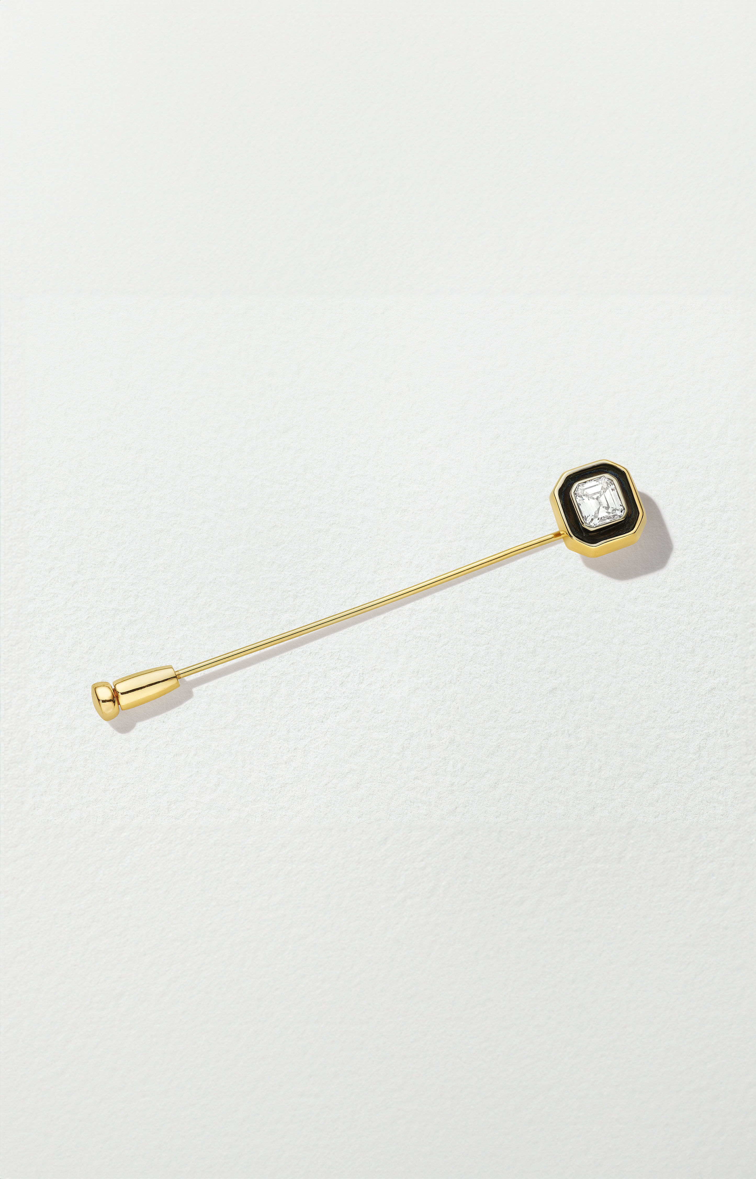 18K Yellow Gold Asscher Cut Diamond Stick Pin