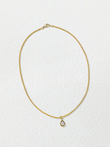 18K Yellow Gold Pearshape Diamond Pendant Necklace