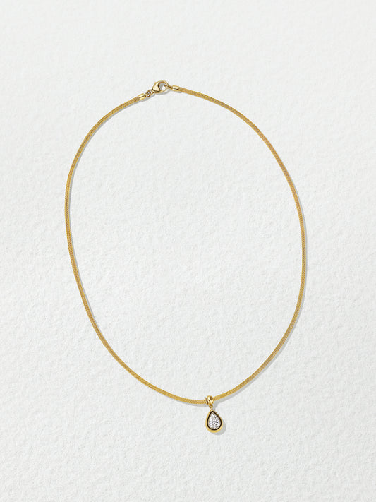 18K Yellow Gold Pearshape Diamond Pendant Necklace