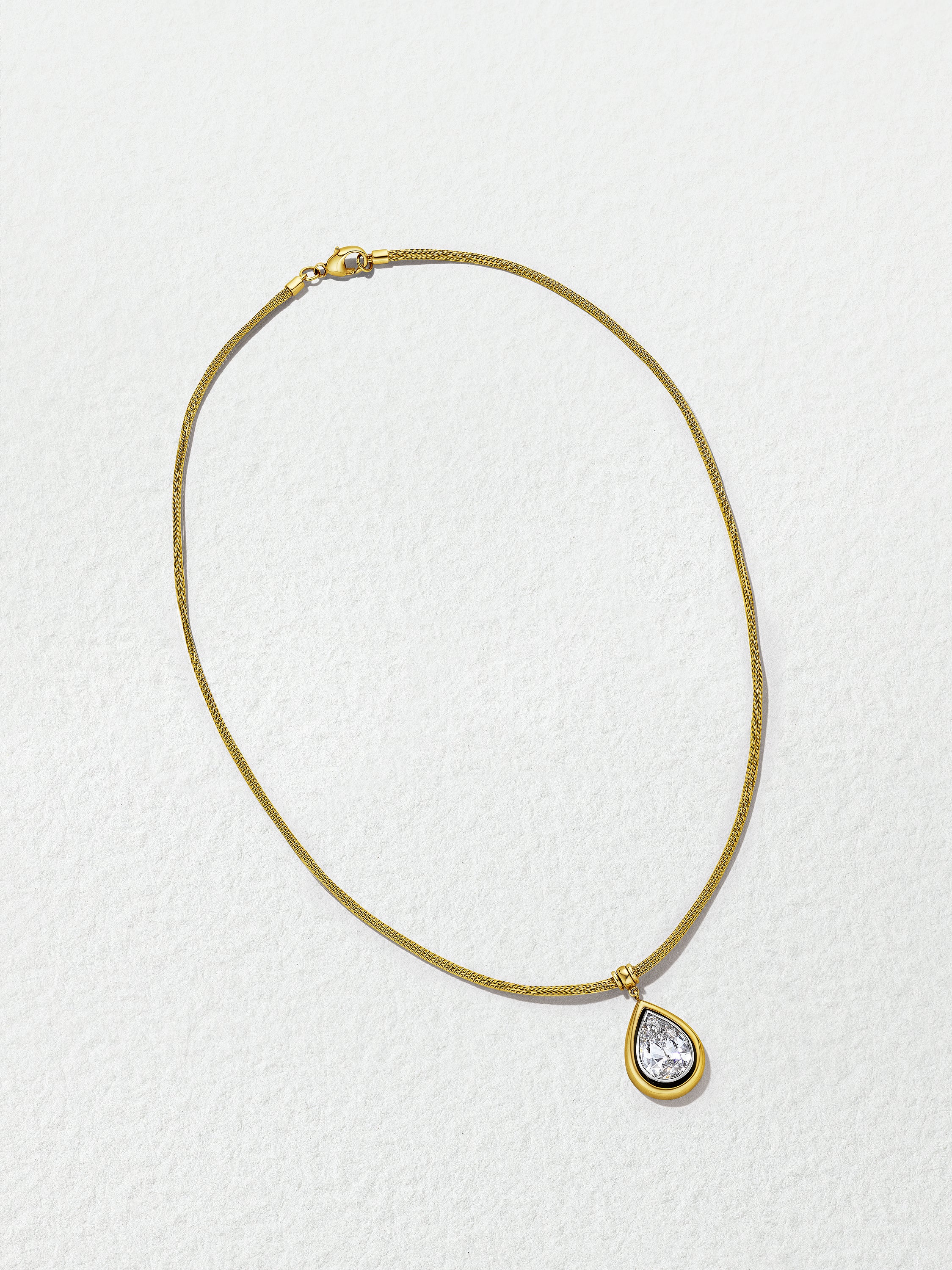 18K Yellow Gold Pearshape Diamond Sliding Pendant Necklace