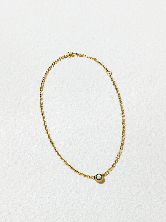 18K Yellow Gold Brilliant Diamond Chain Necklace