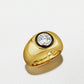 18K Yellow Gold Round Brilliant Cut Diamond Pinky Ring