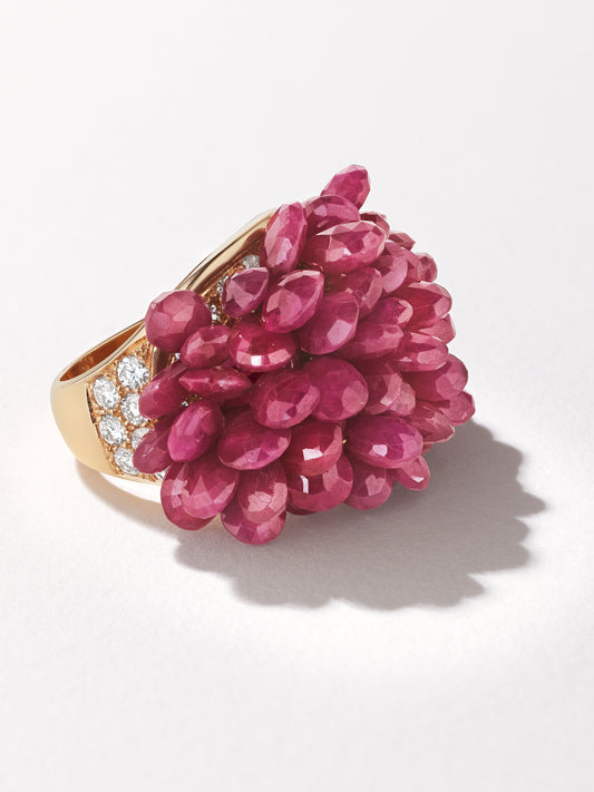 18K Rose Gold Ruby Fringe Ring