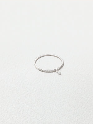 18K White Gold Diamond Band with Mini Briolette Diamond