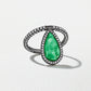18K Blackened Gold Pearshape Emerald Flip Ring with Pavé Diamonds